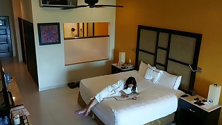 Young girl m&period&comma to fuck and creampied against her will by hotel room intruder hidden spy cam POV Indian